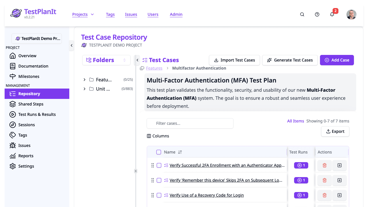 Test Case Repository
